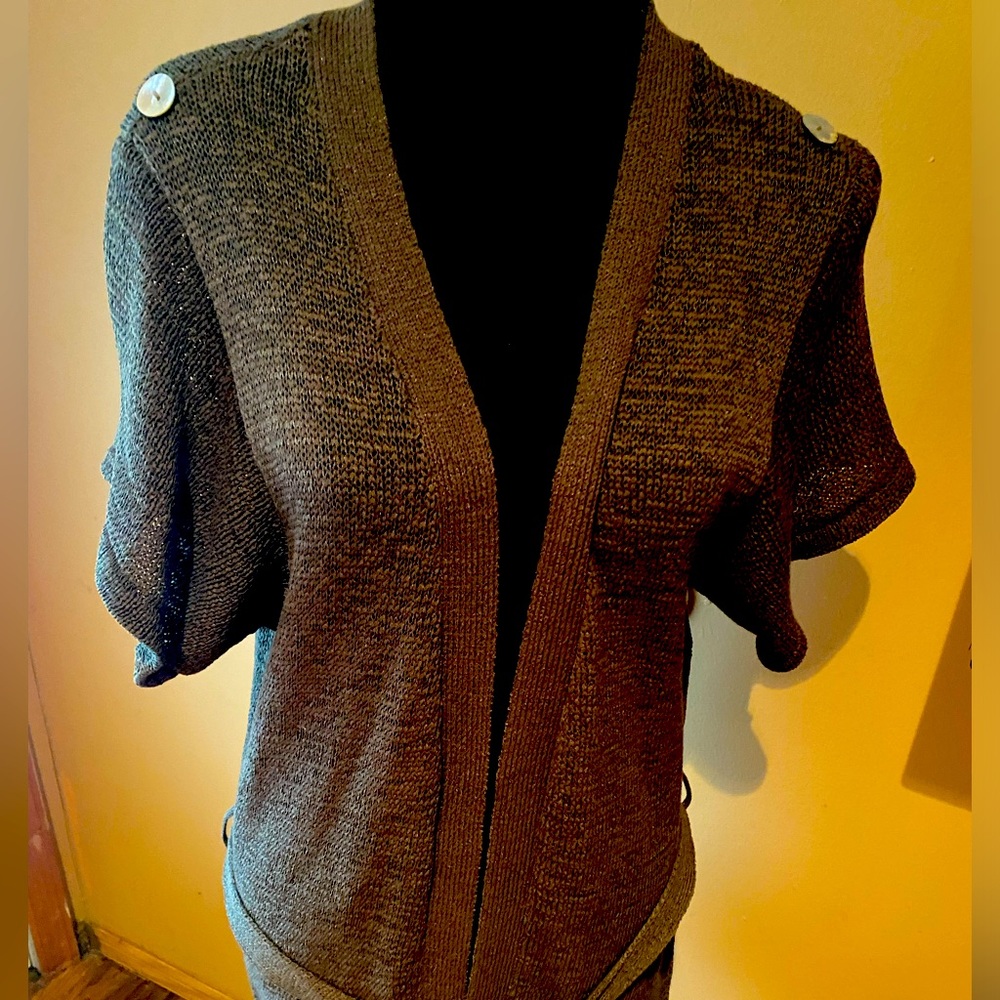 WD.NY Olive Greenish Wrap Cardigan with Short Sleeves